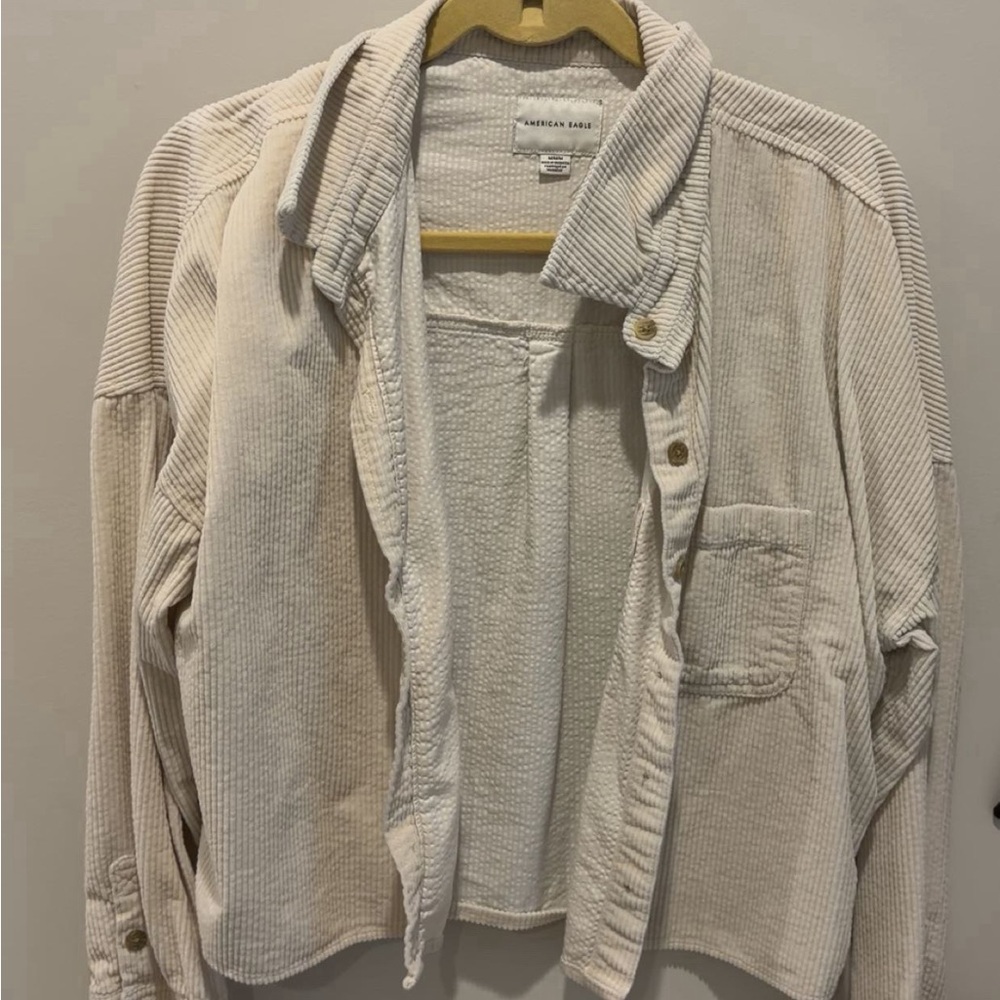 American Eagle Outfitters Cream Corduroy Jacket